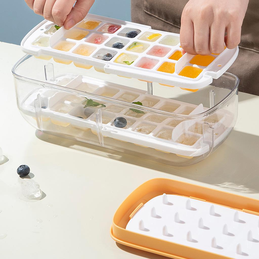 2/1 Tier Ice Cube Tray PET Ice Cube Mold With Lid DIY Ice Cube Maker Summer Relieve Hot Ice Cubes Storage Box Fruit Jello Mold
