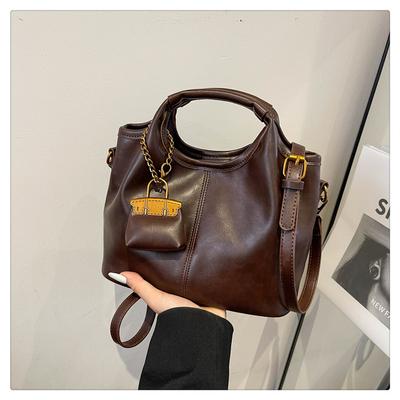 Retro Fashion Relaxation Hand Carrying Bucket Bag Women'S Trend Foreign Style Versatile Shoulder Bag