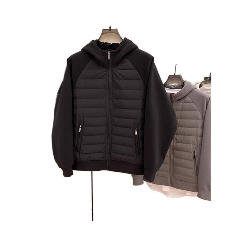 Męska casualowa zimowa bawełniana kurtka z kapturem - Luźna, modna, jednokolorowa, łączony design