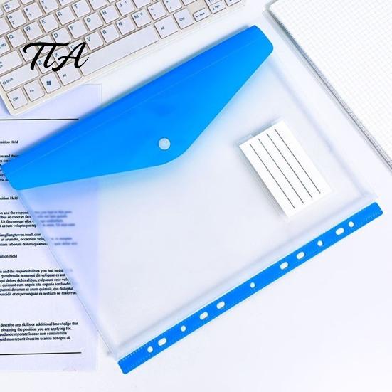 Snap Button Envelope 11 Hole Expanding File Pockets, Reusable PP Document Sleeves, Transparent Tear-resistant Bag Waterproof Organizer for Home Office