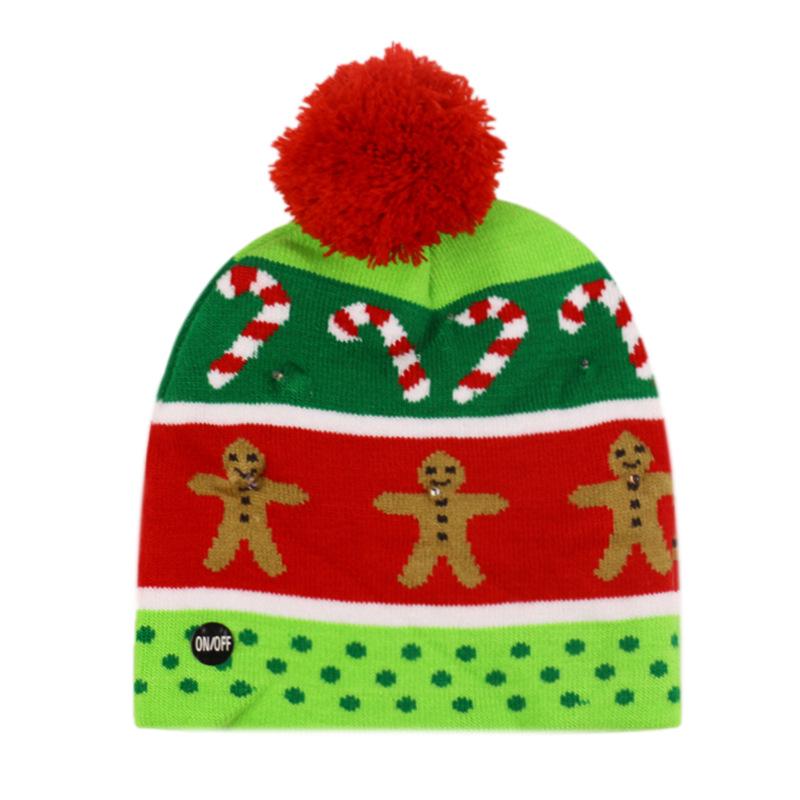 Cross-border Hot-selling Adult Winter Christmas Series Wool Hat LED Lighting Warm Knitted Hat Scarf Set Wholesale