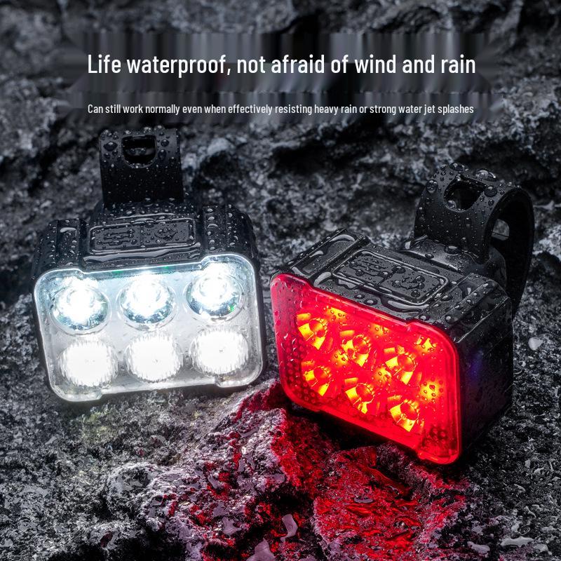 Rechargeable High-Beam Bike Light Set: Front Flashlight & Rear Taillight for Night Cycling