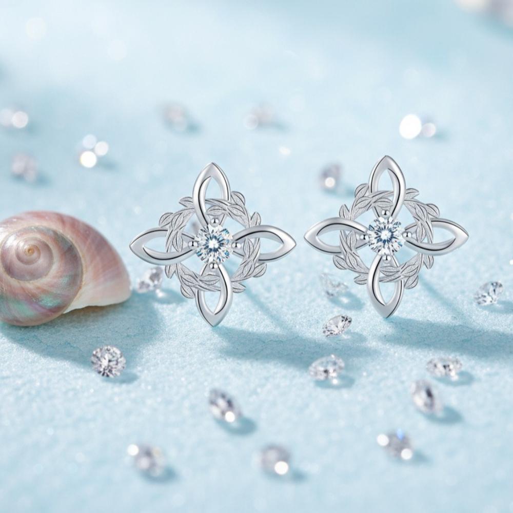 925 Sterlingového stříbra Originální náušnice pecky Uzel čarodějnic pro ženy Fialový 5A zirkon Ochranný amulet Náušnice Nudo De Bruja Šperky