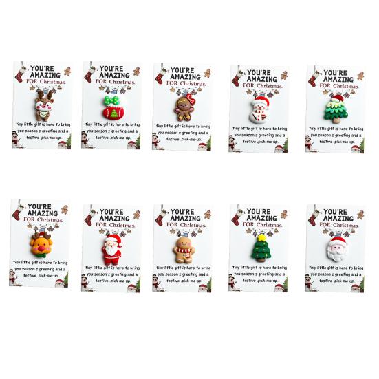 10/20/30/40/50Pcs Christmas Pocket Hug with Positive Card Emotional Support Santa Reindeer Snowman Tree Gingerbread Pocket Token Inspirational Gift