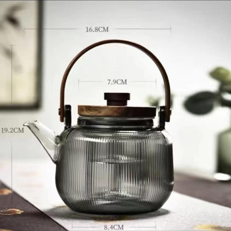 Striped Glass Flower Teapot Household Large Capacity High Borosilicate Glass Teapot Electric Ceramic Stove Heated Teapot