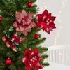 Flocking Artificial Christmas Flower Beautiful Xmas Tree Ornaments  New Year Decor
