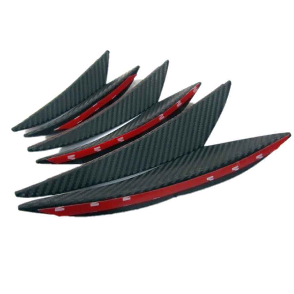 6 Pieces PU Car Front Bumper Lip Decorative Stylish Self-adhesive Carbon Fiber Grain Splitter Part Accessories