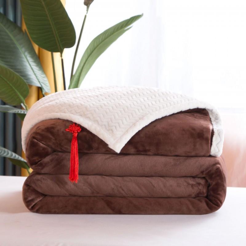 Double-Layer Thick Fleece Blanket Coral Velvet Throw Bed Office Sofa All Season Soft Warm
