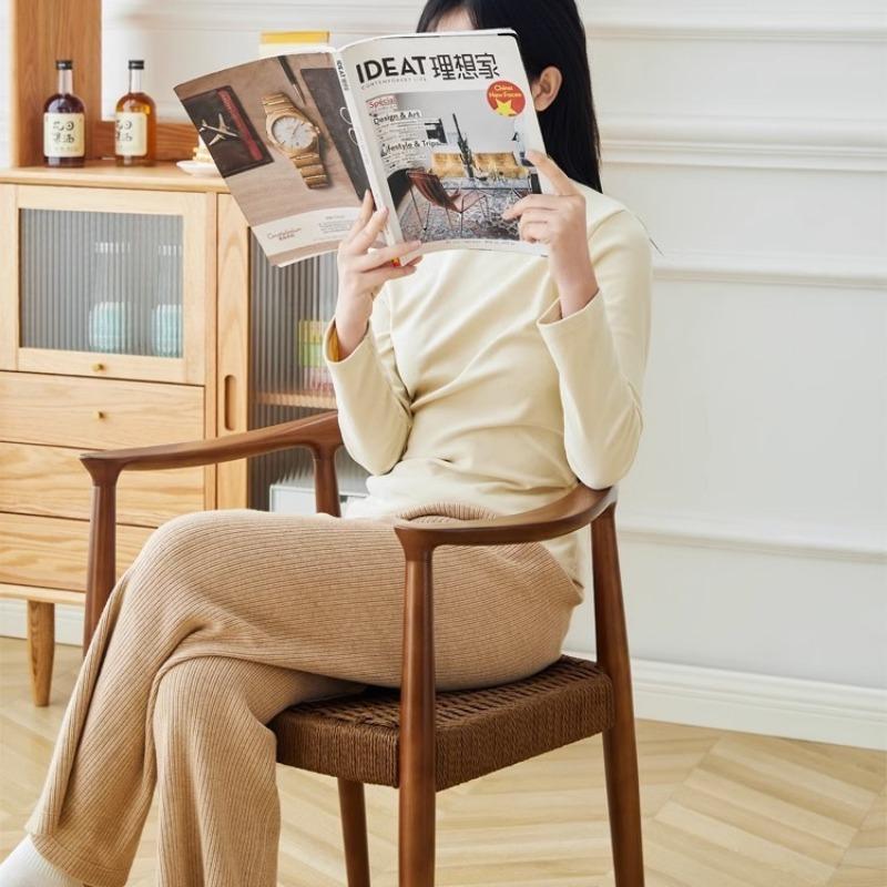 Beige Rattan Dining Chairs Wood Nordic Comfortable Bedroom Lounge Chair Designer Clear Minimalist Silla Comedor Silla Furniture