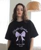 BONIEE Ribbon Graphic Loose Oversized T-Shirt Black
