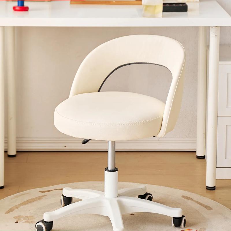 Home Makeup Chair for Women, Swivel Adjustable Desk Stool with Cat-Claw PU Leather and Liftable Backrest, Study & Vanity Seat