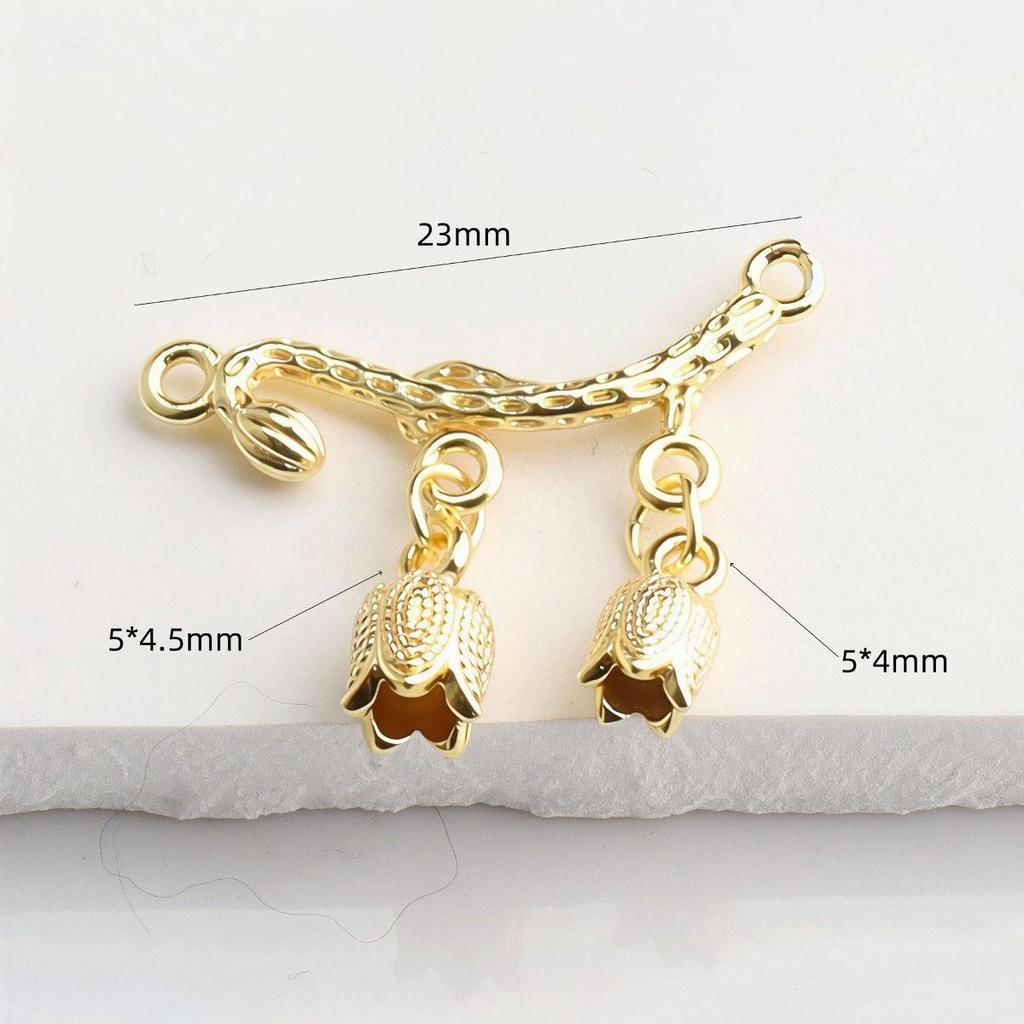 Connettore per Gioielli a Doppia Mughetto Placcato Oro 14K per Braccialetti e Collane Fai da Te