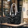 Gothic Skull Print Casual Tote Bag Daily Shoulder Handbag for Punk Style Outings