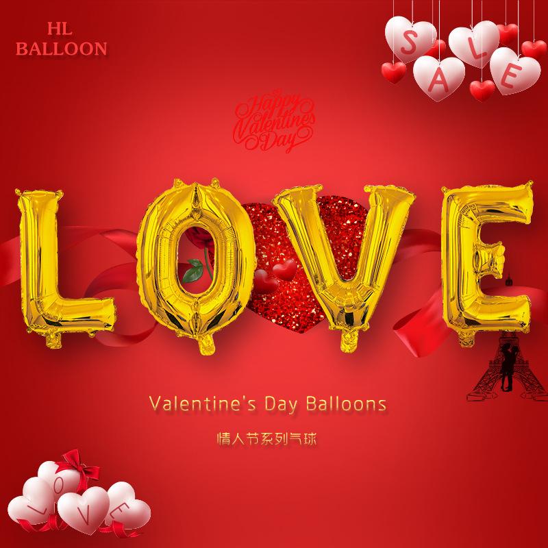 32-Inch Us Version Of Thin Body Letter Balloon Love Set Aluminum Film Balloon Valentine'S Day Wedding Room Decoration