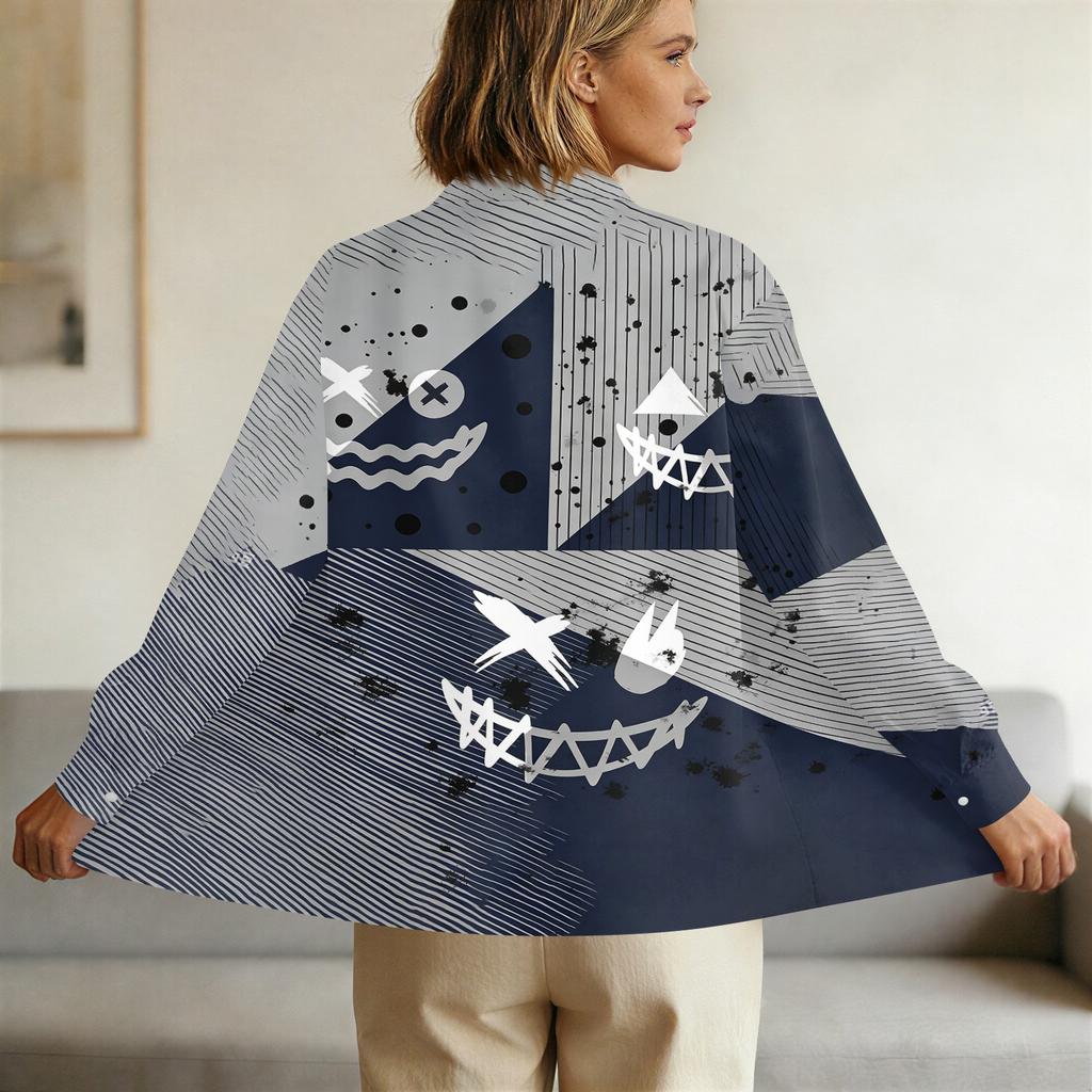 Women's Button-Down Shirt Long Sleeve Casual Halloween Print Top