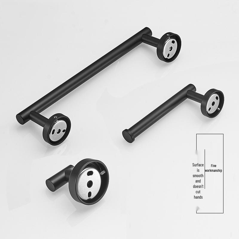 Stainless Steel Bathroom Set: Black Brushed Towel Rack, Coat Hooks, Toilet Paper and Tissue Holder, Towel Ring - Euro-American Style.