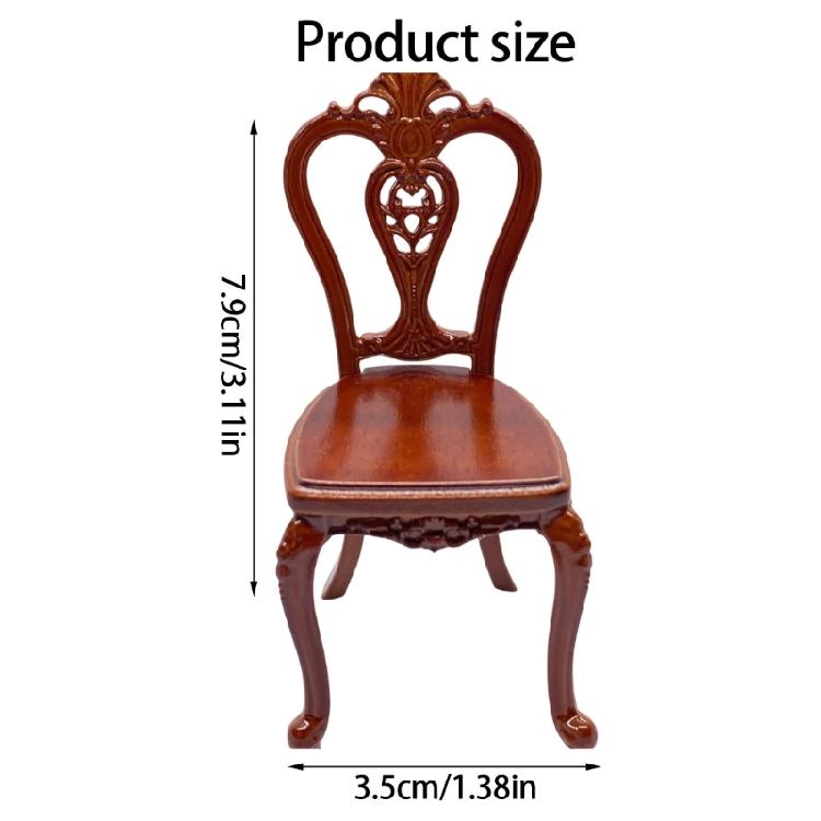 Vintage Styles Miniature Wood Chair Model Figurine 1/12 Scale For Dollhouses Furniture And Creative Gift Supply
