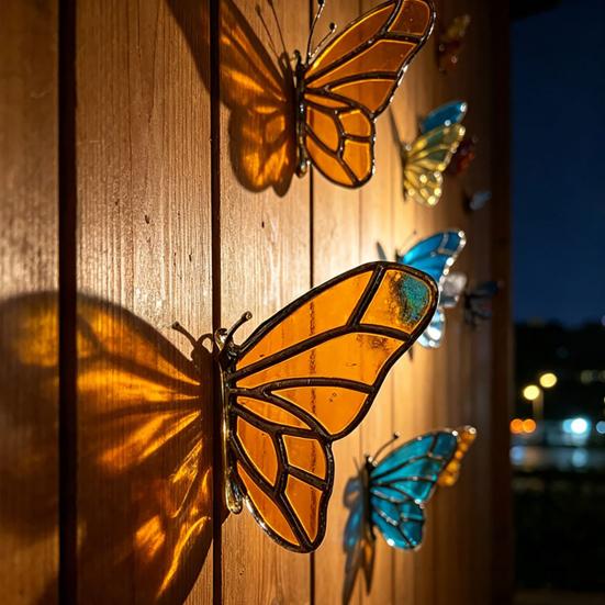 Decorazione da Parete Farfalla in Acrilico 3D Effetto Vetro Colorato Farfalla Decorativa a Mezza Ala Cattura Sole per Esterno Interno Giardino Patio Recinzione Decorazione Murale