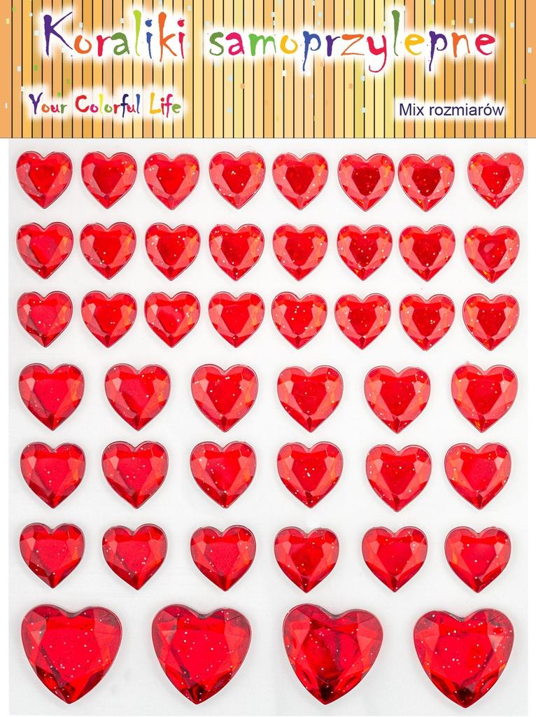 Crystals Jewels Hearts Red Mix 46 Pcs
