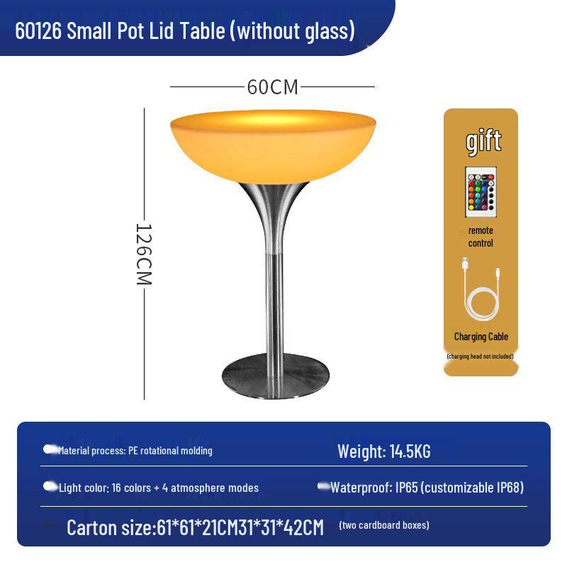 LED Luminous Clear Cocktail Table, High Bar Design for Couples and Outdoor Use