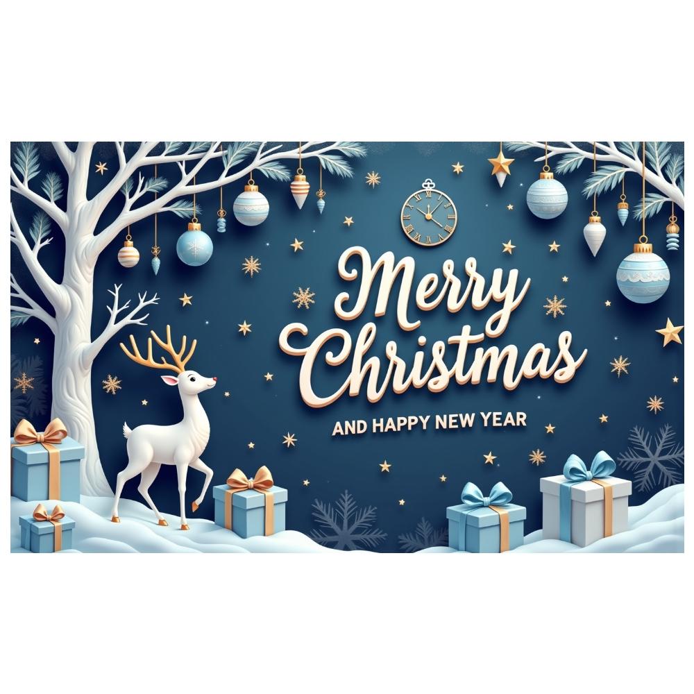 Weihnachtsdekoration Elegantes Design Weihnachtsbaum-Banner Neujahrsbanner Blaues Thema Rentier-Banner Für Familientreffen Neu