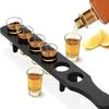 6 Holes Wooden Stand for Tequila Shot Glasses Presentation Tray Large Capacity Display Storage Solution