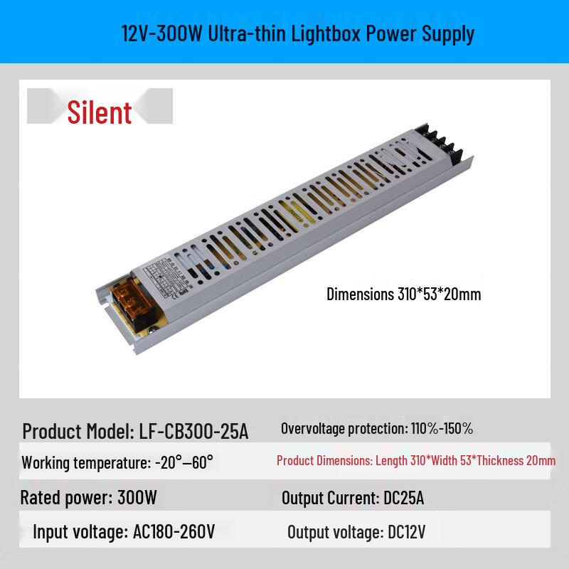 

Zhuochi LED Ultra-thin 12V-300W Silent Switching Power Supply CN plug (adapter included)