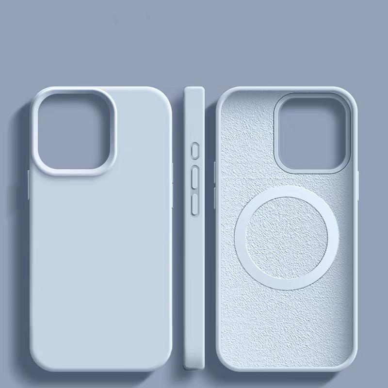 Custodia magnetica per telefono in silicone liquido originale grigio titanio per iPhone 16 15 14 13 Pro Max Plus magsafe ricarica cover posteriore morbida