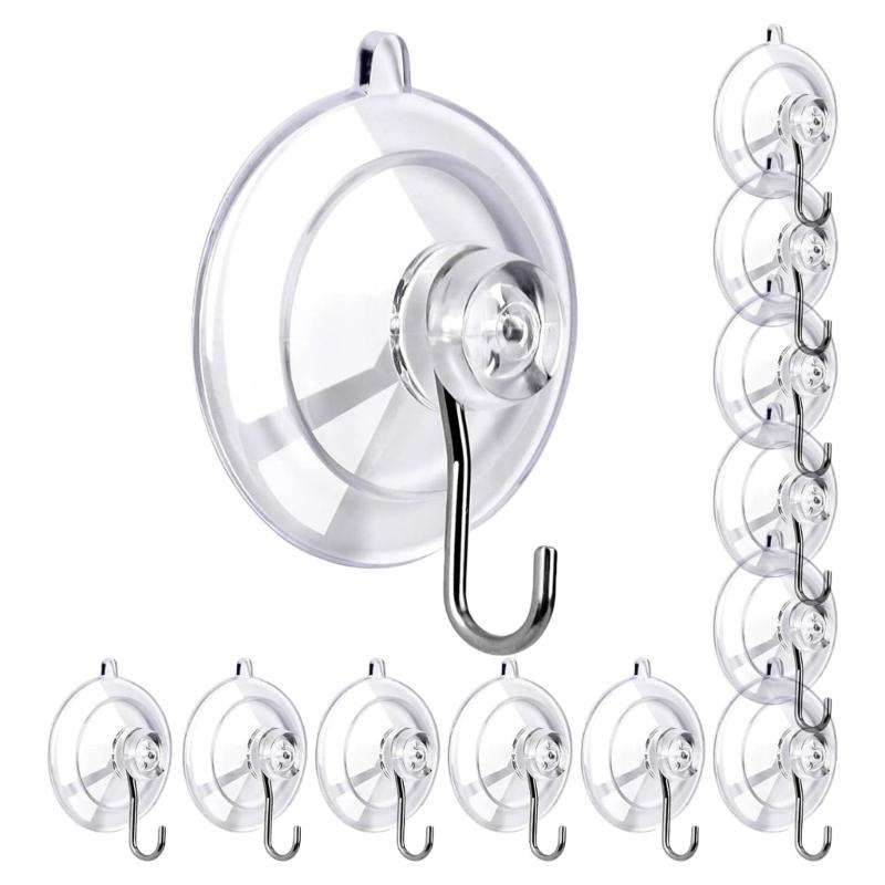

12 Pieces Invisible Suction Hooks Practical 10lb Capacity Detachable Design Perfect For Kitchen Bathroom Metal Glass 1