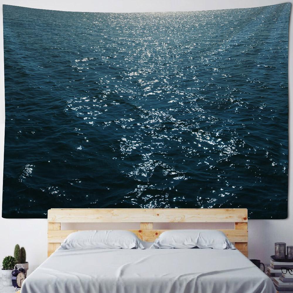 Sparkling Sea Tapestry Landscape Wall Hanging Cloth Bedroom Wall Decoration Room Decoration Outdoor Picnic Mat Beach Sheets