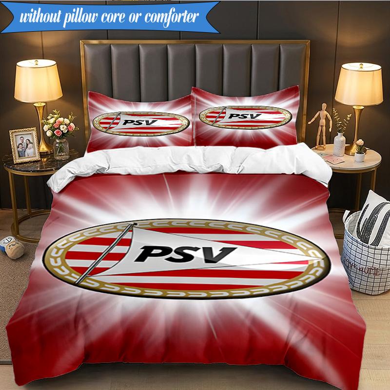 PSV Eindhoven Wappen 3-teilige Bettwäsche, inklusive 1 Bettbezug und 2 Kissenbezügen. Perfekt für Weihnachten, ideal für Schlafzimmer, Wohnheim
