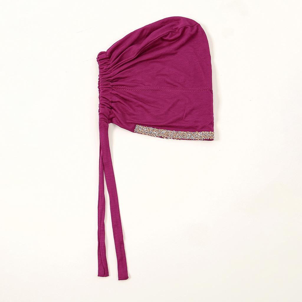 Shiny Rhinestone Hijab Muslim Inner Hijab Elastic Women Plain Solid Color Turban Undercaps Premium Soft Jersey Hijab Headband