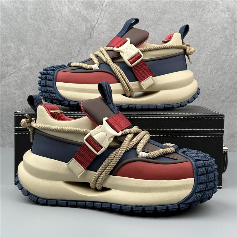 Luxury New Designer Men's Vintage Lace Up Thick Bottom Shoes Causal Flats Moccasins Male Hip-hop Sports Walking Sneakers