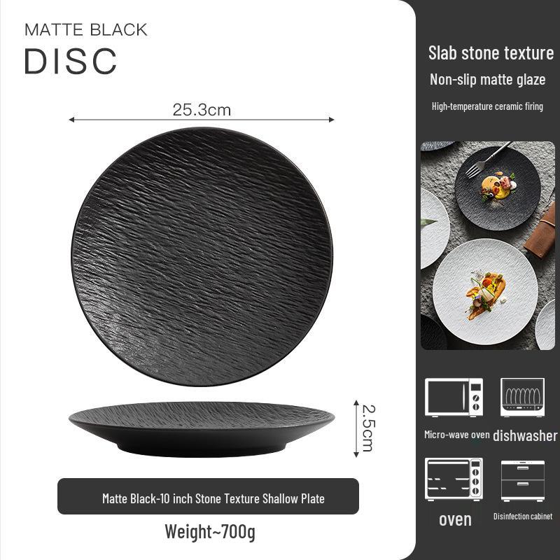 Luxury Ceramic Round Dinner Plate - Western Style, Flat & Shallow Design for Steak & More