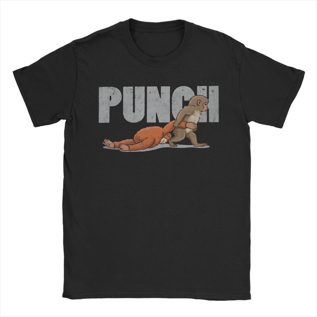 Unisex Womens TShirts Punch Monkey Comic Style Art Novelty Cotton Tee Shirt Short Sleeve T Shirt O Neck Clothing Original