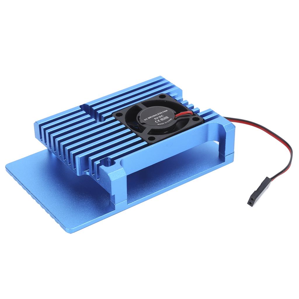 Single Fan Heat Sink CNC Protective Cover for Raspberry Pi 4 Aluminum Alloy Case RadiatorBlue