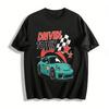 Vintage Racing Style DRIVEN TO WIN Print T-shirt American Car Culture Cool Casual Crewneck Top Pure Cotton T-shirt