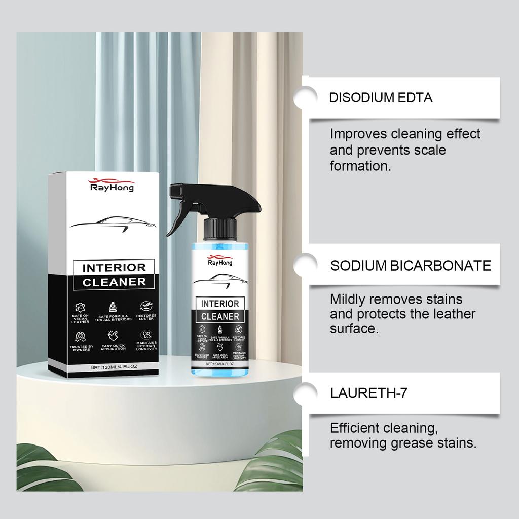 Leather Interior Cleaner - Car Leather Cleaner for Headliners & Seats, Stain Removal, Maintenance & Restorer