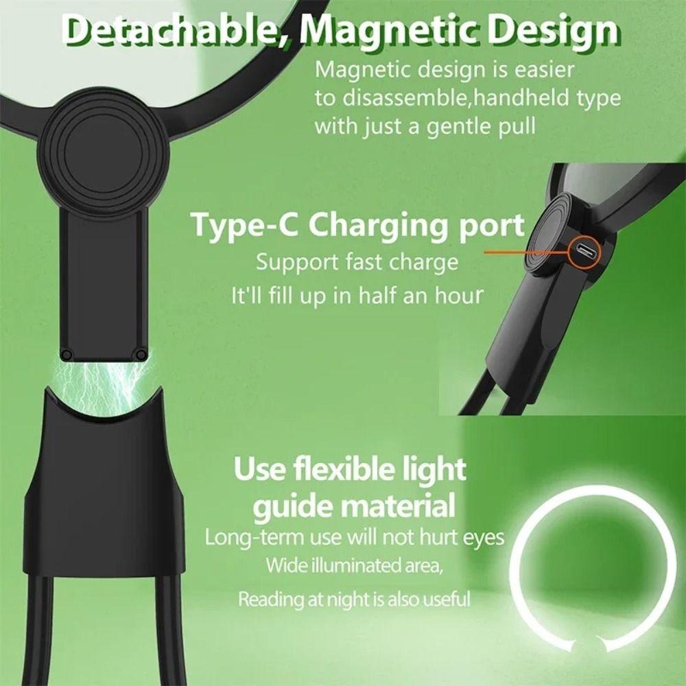 Large Screen Lens Hands Free Magnifier Rechargeable Handheld Magnifying Glass  Reading