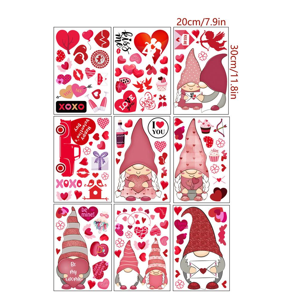 

9 Sheets 116pcs Window Stickers Love Gnome Window Clings For Valentines Day Wedding Anniversary Party Decor Type A