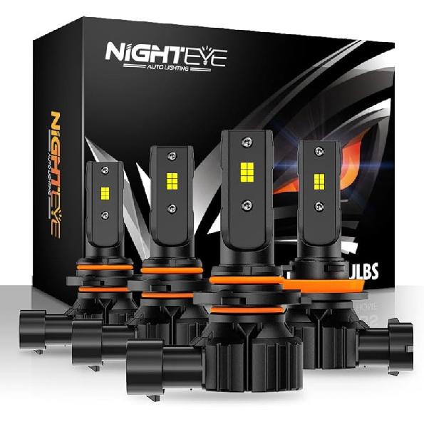 NIGHTEYE 9005 9006 Fog Light - 40000LM 6500K 9005/HB3 High Beam 9006/HB4 Low Beam Bulb LED Fog Light Kit, Plug And Play,Pack Of 4 9005+9006