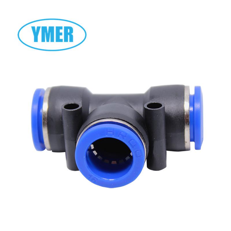 YMER T-Type PE10 Plastic Air Hose Quick Connector Tee