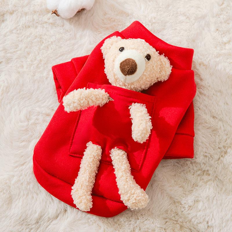 Pet Clothes Autumn Thin Velvet Two-legged Cat Kitten Warm Cartoon Bear Small Dog Puppy Dog Teddy Clothing