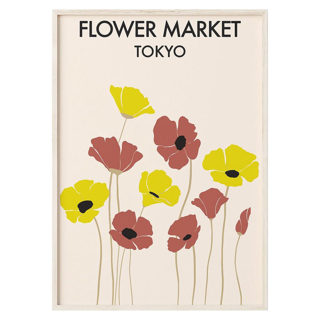 Minimalist Flower Poster Abstract Flower Market Canvas Painting Print Nordic Style Wall Art Picture for Living Room Home Decora
