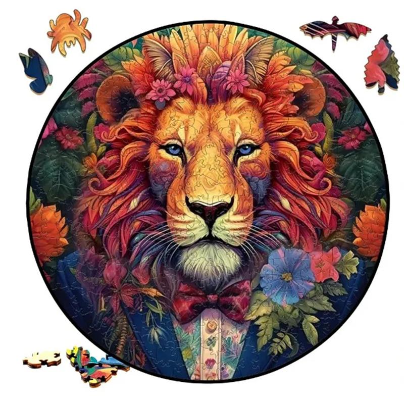 Unique Elephant Wooden Puzzle Adult Stress Relief Toys Circular Animal Shapes Holiday Birthday Gift Wood Jigsaws