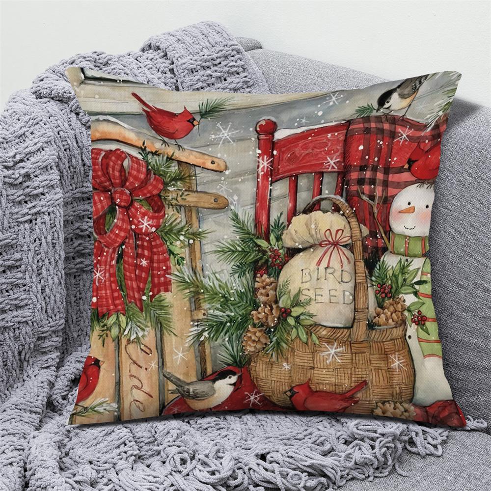 Crăciun Pom de Crăciun Fericit Cadou Husă de pernă imprimată Acasă Sufragerie Decorație Canapea Husă de pernă pătrată din poliester