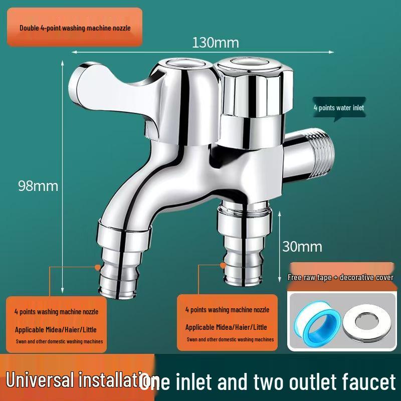 High-Quality Copper Dual-Control Washing Machine Faucet with Double Outlets