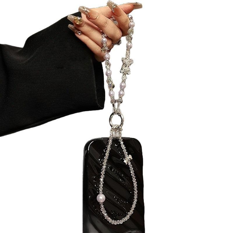 Luxury and Sophisticated Beaded Crystal Phone Charm Stylish Rhinestone Cartoon Bear Phone Lanyard Short Handbag Chain. 1