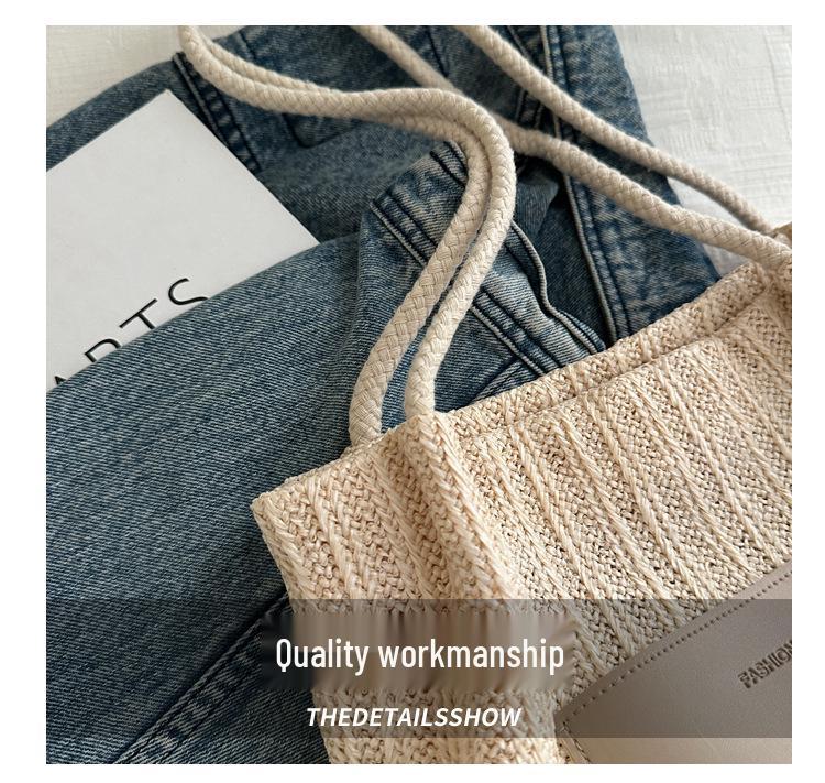 2024 Summer Trendy Women's Straw Woven Tote - Large Capacity, Simple & Fresh Shoulder Bag