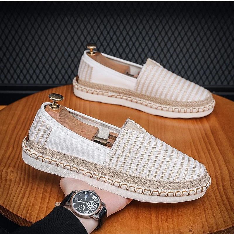 Fashion Stripe Sneakers Non Slip Canvas Man Shoe Lightweight High Quality Fashion Elegant Legitimate Comfortable Casual Shoes for Men